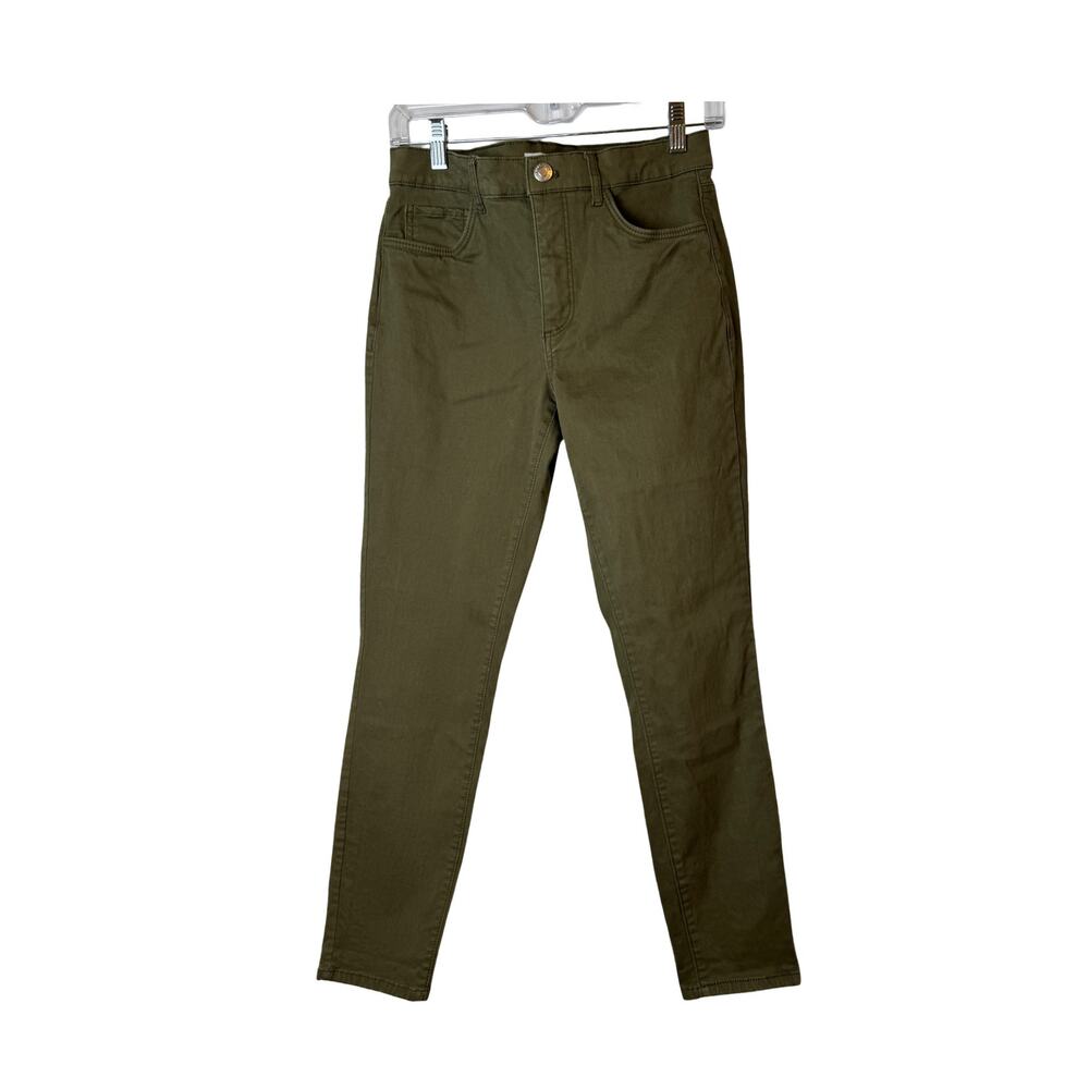 Loft Skinny Ankle Pants Olive Green Sateen Size 27 US4 - Picture 2 of 7
